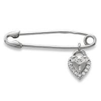 Серебряная брошь с цирконием