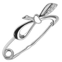 Серебряная брошь с цирконием