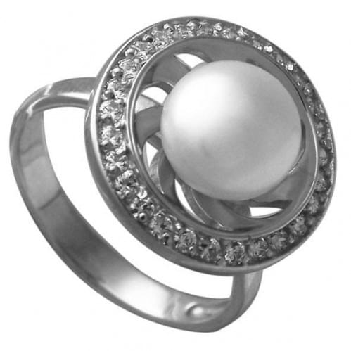 Серебряное кольцо с жемчугом КВ101(2)с