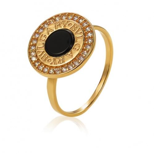 Золотое кольцо с ониксом КВ1051и