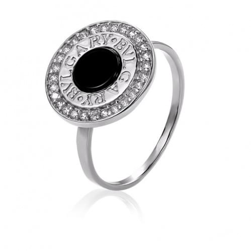 Серебряное кольцо с ониксом КВ1051с