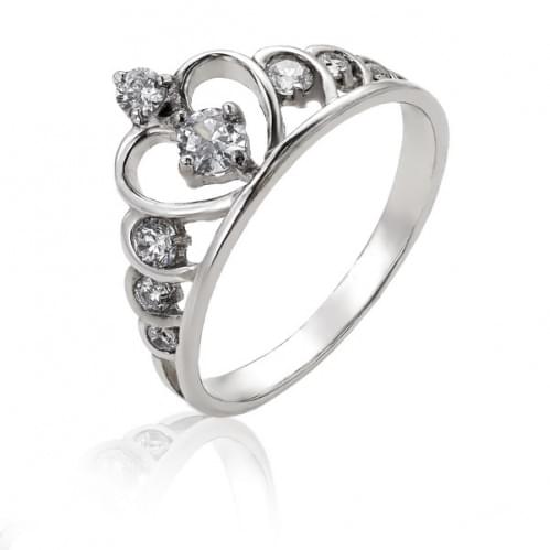 Серебряное кольцо Корона с цирконием КВ105с