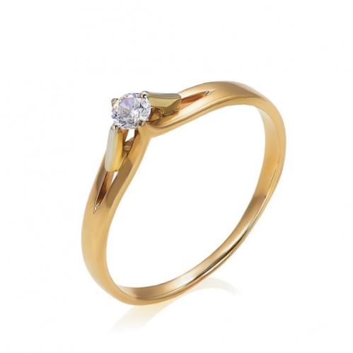 Золотое кольцо с цирконием КВ1072и