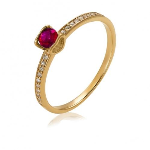 Золотое кольцо с рубином и бриллиантами КВ1103.00403н
