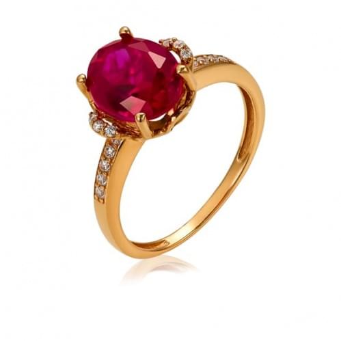 Золотое кольцо с рубиновым корундом КВ1114.10603н