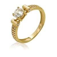 Каблучка з лимонного золота з цирконієм