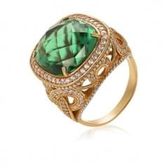 Золотое кольцо с кварцем green