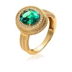 Золотое кольцо с нано кварц green