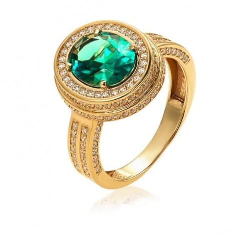 Золотое кольцо с нано кварц green КВ1184.16307н