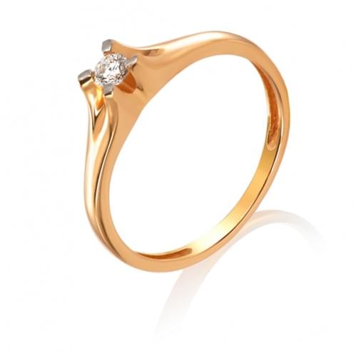 Золотое кольцо с бриллиантом КВ1219.00100н