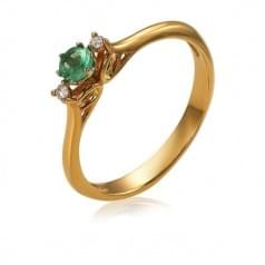 Золотое кольцо с изумрудом и бриллиантами