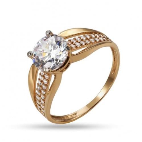 Золотое кольцо с цирконием КВ1260и