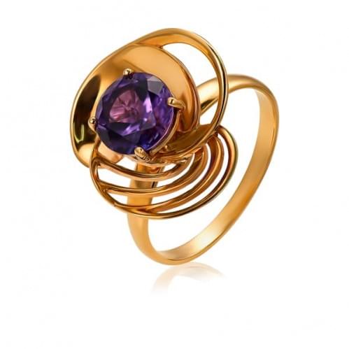 Золотое кольцо с нано аметистом КВ1355.16009н