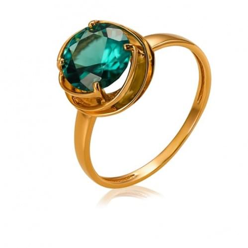 Золотое кольцо с нано кварц green КВ1361.16307н