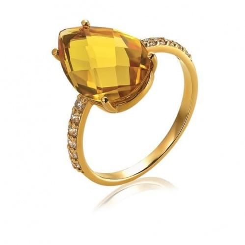 Золотое кольцо с цитрином КВ1380.10408н