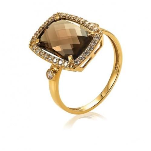 Золотое кольцо с раухтопазом КВ1382.12011н