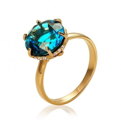 Золотое кольцо с нано топазом london КВ1383.17301н