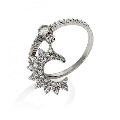Серебряное кольцо с цирконием(месяц) КВ1500с