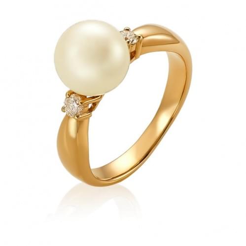 Золотое кольцо с жемчугом и бриллиантами КВ1508.00100нр