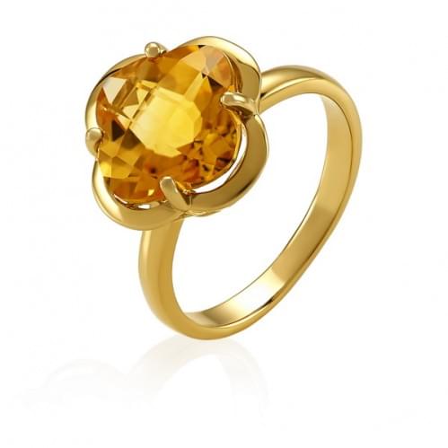 Кольцо в лимонном золоте с кварцем КВ1517.14508Лрн
