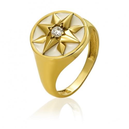 Кольцо из лимонного золота с цирконием КВ3341(1)Лр