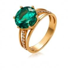 Золотое кольцо с нано кварц green