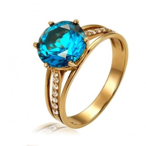 Золотое кольцо с нано топазом london КВ364(2).17301н