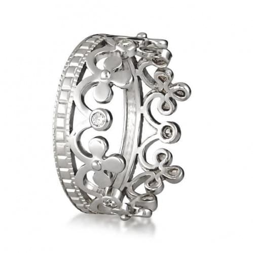Серебряное кольцо Корона с цирконием КВ966с