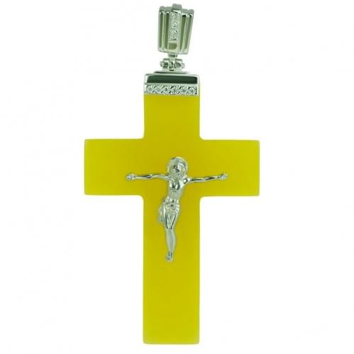 Серебряный крестик со вставкой КР077нс