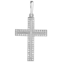 Крестик из белого золота с цирконием