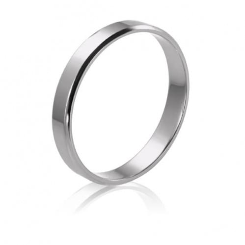 Обручальное кольцо из белого золота - классическое (американка) ОК015.3Бевр