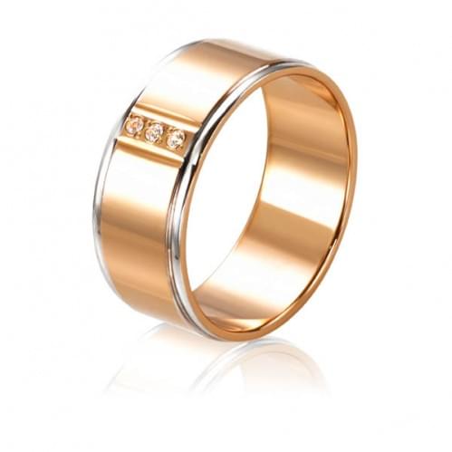 Золотое обручальное кольцо с цирконием ОК235