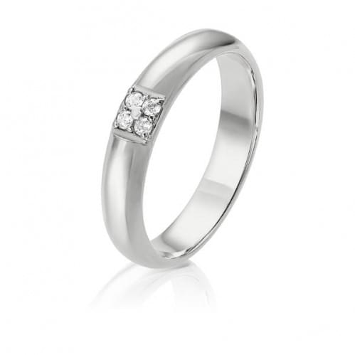 Обручальное кольцо из белого золота с бриллиантом ОК274.00100Бн