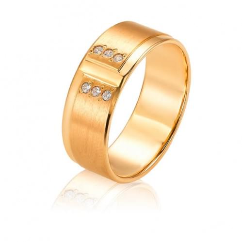 Золотое обручальное кольцо с цирконием ОК295