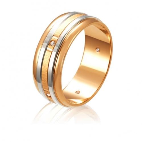 Золотое обручальное кольцо с цирконием ОК304(2)
