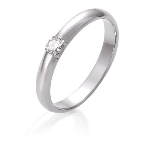 Обручальное кольцо из белого золота с бриллиантом ОК305.00100Бн