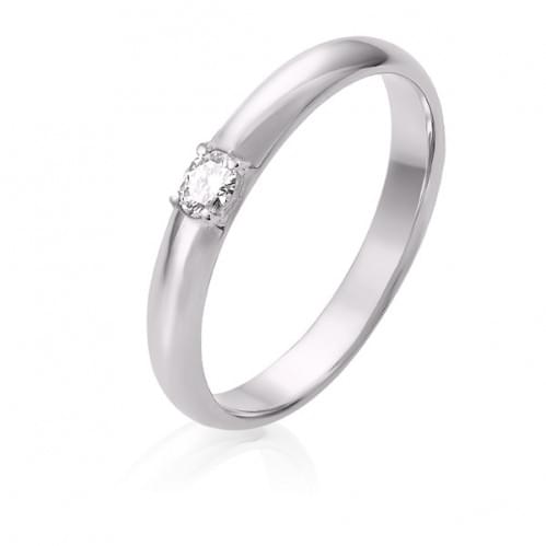 Обручальное кольцо из белого золота с бриллиантом ОК306.00100Бн