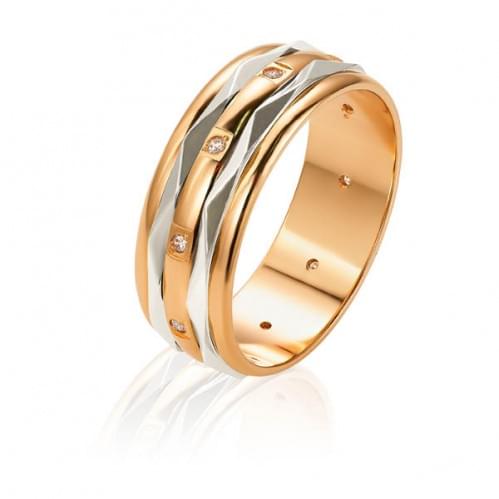 Золотое обручальное кольцо с цирконием ОК333