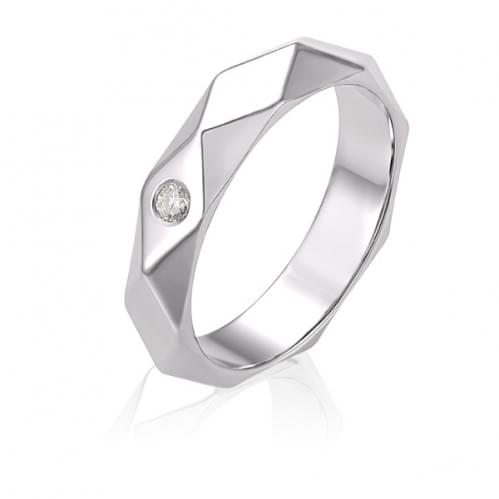 Обручальное кольцо из белого золота с бриллиантом ОК334.00100Бн