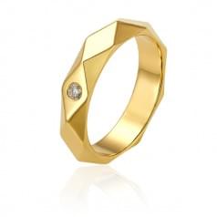 Обручальное кольцо из лимонного золота с бриллиантом