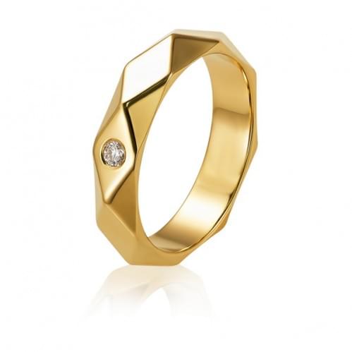 Золотое обручальное кольцо с бриллиантом ОК334.00100н