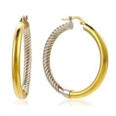 Сережки-кільця комбіноване золото (Флорентіно - Collection Florentino)