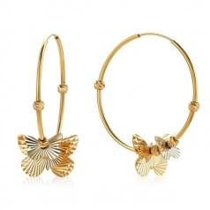 Золотые серьги-кольца с бабочками