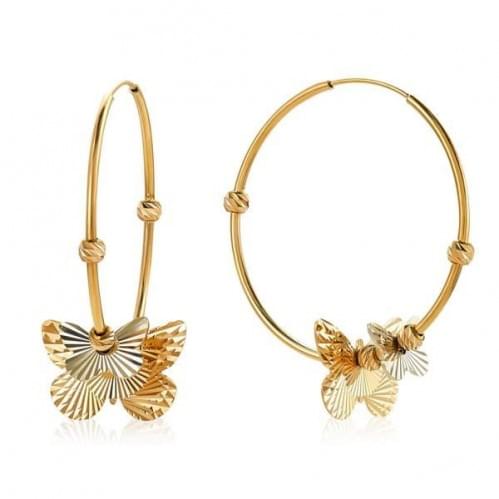 Золоті сережки-кільця з метеликами СБ482к