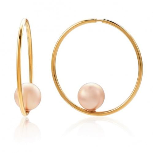 Золоті сережки кільця з перлами СВ014.31и