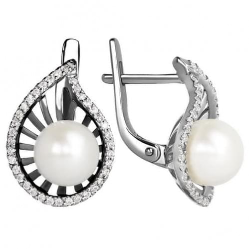 Срібні сережки з перлами СВ1088с