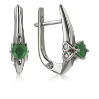 Сережки з білого золота зі смарагдом та діамантами Сережки з білого золота зі смарагдом та діамантами
