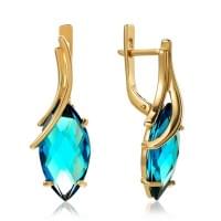 Золотые серьги с нано топазом london Золотые серьги с нано топазом london