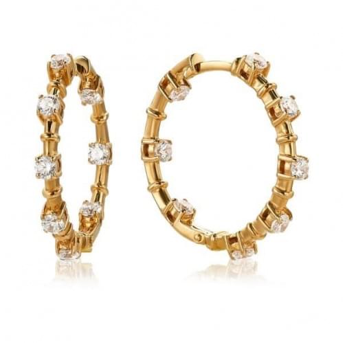 Золотые серьги кольца с цирконием  СВ1446и