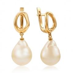 Золоті сережки з барочними перлами